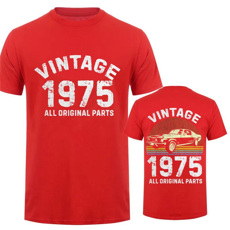 Classic Vintage 1975 All Original Parts Tshirt Men Short Sleeve Birthday Gift T Shirt Casual T-shirt Soft Tee Tops Dad Clothing