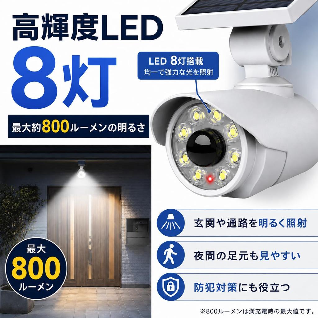 Japanese Outdoor Motion Sensor Dummy Camera Red Light Deterrent 5-Year Warranty, Quality, Solar-Powered Light, Design,