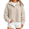 Women's Color Long Sleeve Zip-Up Sweatshirt with Collar for Casual Daily Wear