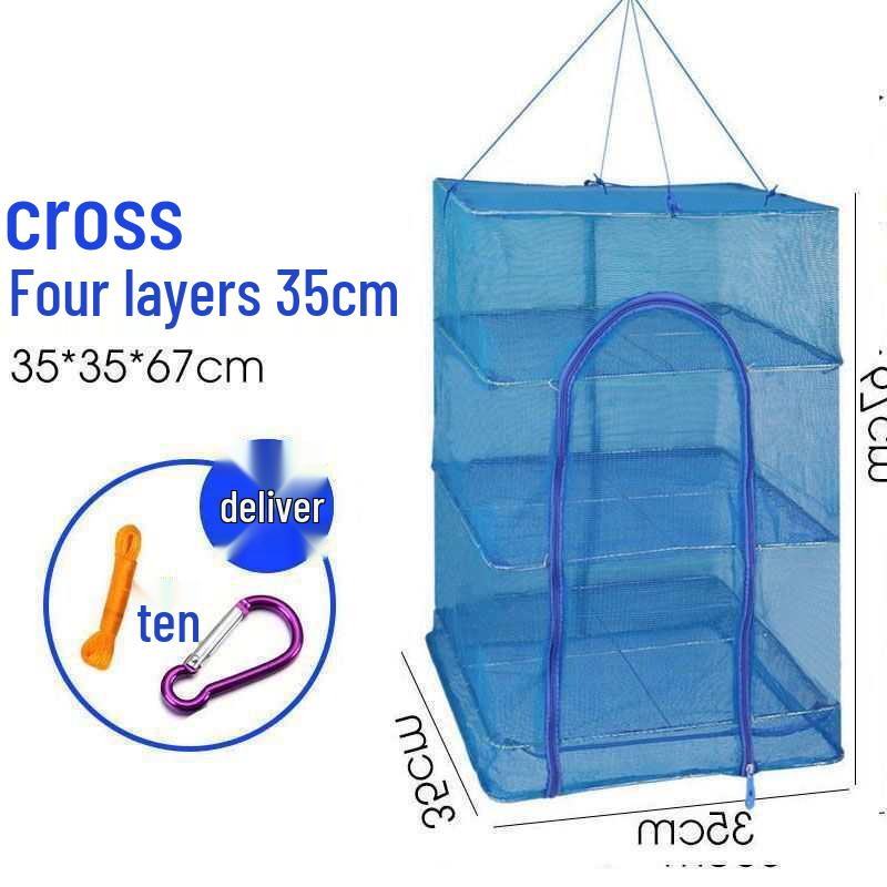 Foldable Sun-Dried Fish Net Enclosure: Five-Layer Thick Anti-Fly Drying Bag for Dried Goods