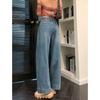 High Waist Wide Leg Denim Pants Women Fall Loose Straight Cut Cropped Jeans With Stretch