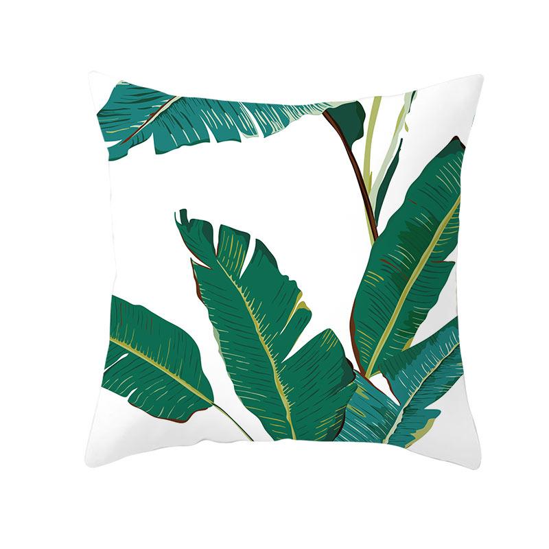 Summer Tropical Plants Decorative Pillowcase Green Leaves Throw Pillow Case Polyester Printing Pillow Cover 45X45Cm