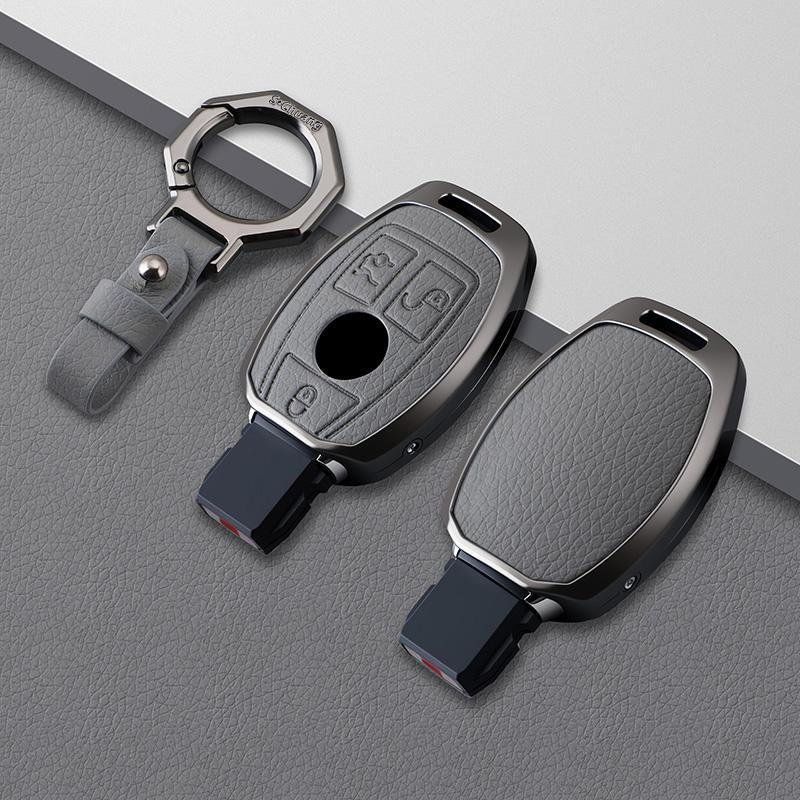 2/3 Button Zinc Alloy Leather Car Key Fob Case For Mercedes Benz A B C E Class Gls Gla Glk Glc Cls Cla W204 W205 W212 W463 W176