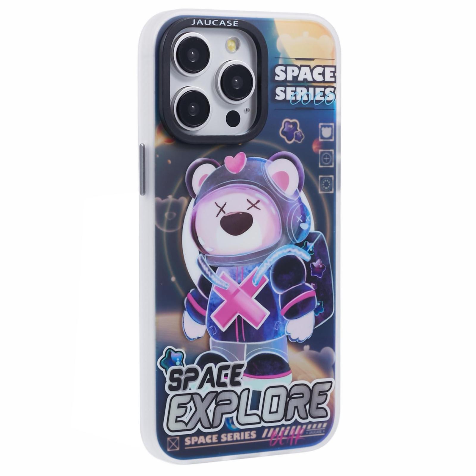 JAUCASE For iPhone 15 Pro Max Case Compatible with MagSafe Bear Pattern PC+TPU Matte Phone Cover A