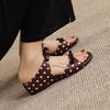 Krazing Pot Microfiber Med Heels Polka Dot European Design Outside Slippers Flip Flop Summer Size 43 Size 42  Women Sandals