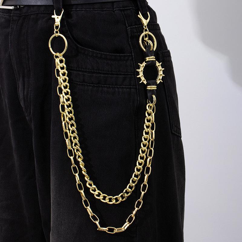 Modische Jeans-Kette mit Nieten Retro Cool Metall Punk Hüftkette Rock Hip Hop Persönlichkeits-Accessoires