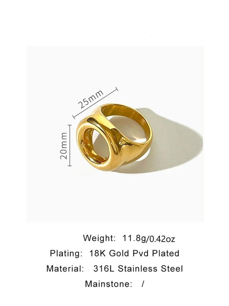 Inel de modă pentru femei din oțel inoxidabil gol lustruit aur de 18K