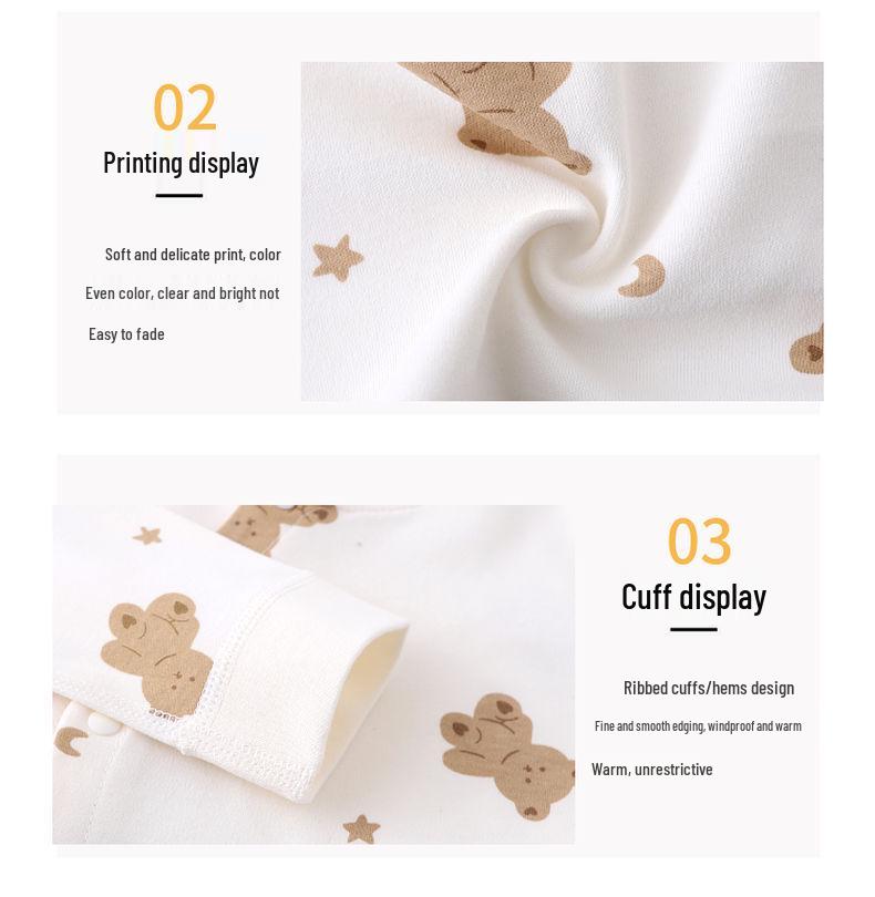 Spring & Autumn Pure Cotton Baby Underwear Set - High Waist Belly Protection Top & Trousers, Tagless for Newborns