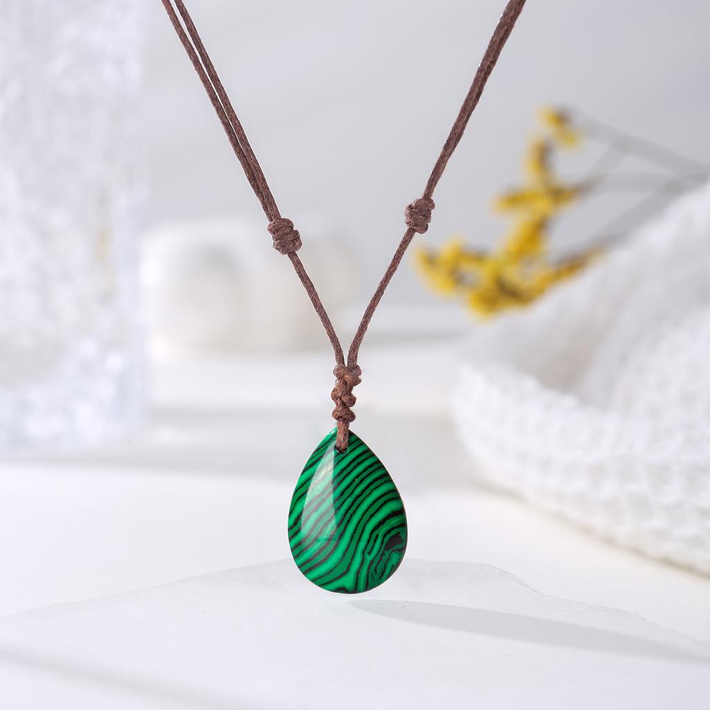 Natural crystal pendant, amethyst necklace, hand woven, water droplet jewelry