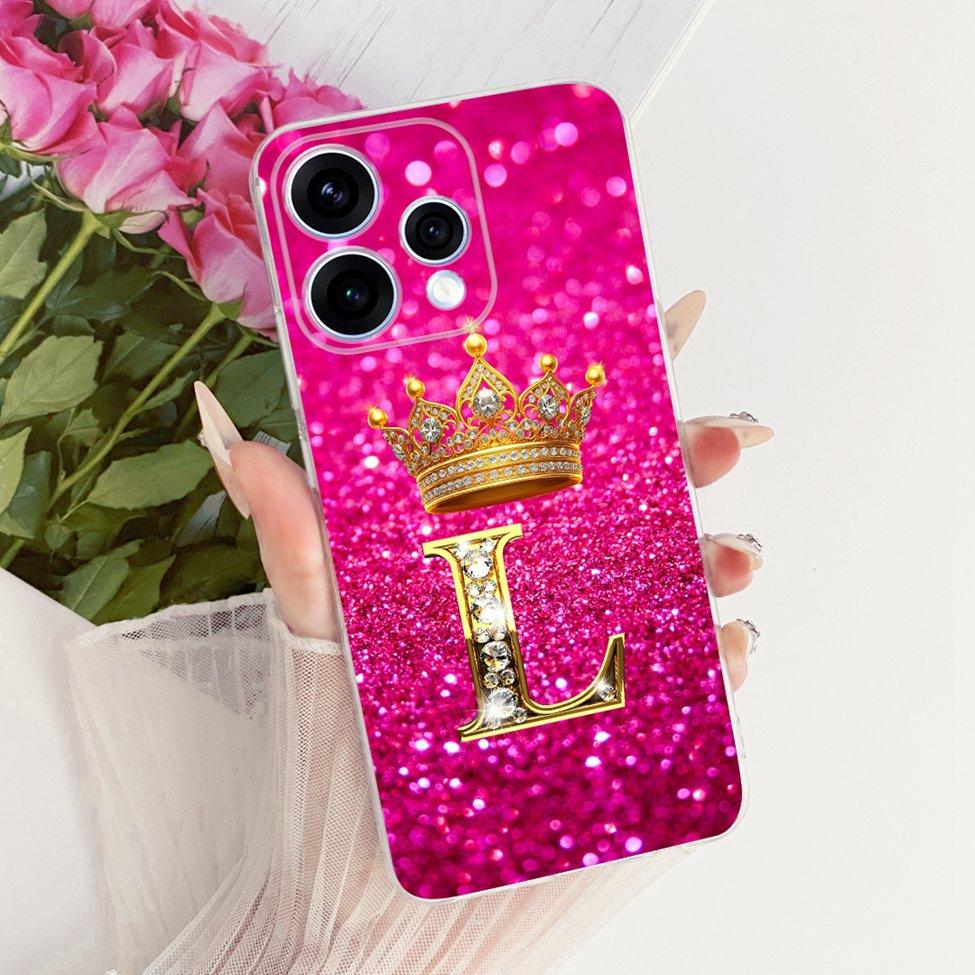 Clear Case For Oppo Reno15 5G Cover Luxury A-Z Letters Fashion Boys Girls Cool Crown Soft Casing For Oppo Reno15 CPH2825