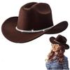 Unisex Cowgirl Hats with Triple Rhinestones Decors Soft Acrylic Fabric Camping Concerts Daily Use Costume Accessory