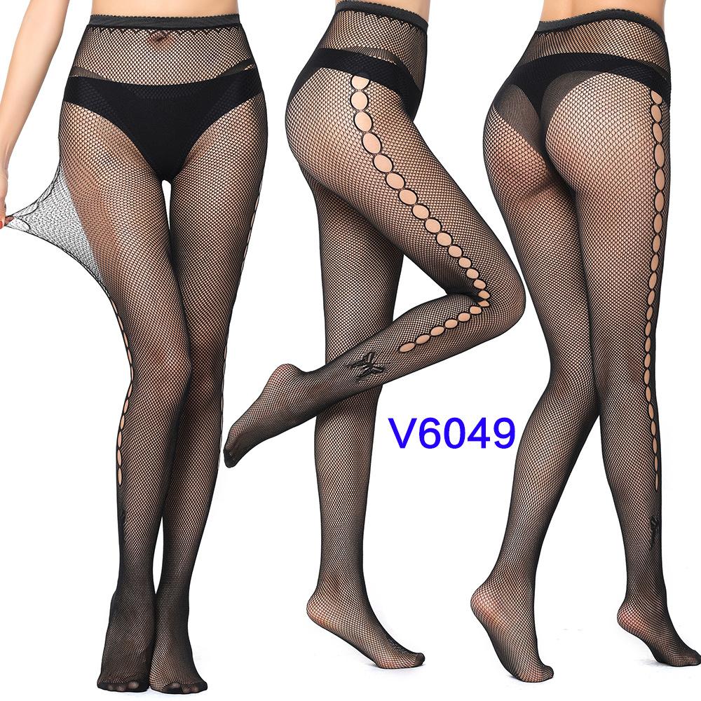 Warp Knitted Seamless Trend Jacquard Fishing Net Socks, Little Love Tiger Pattern Grid Black Stockings