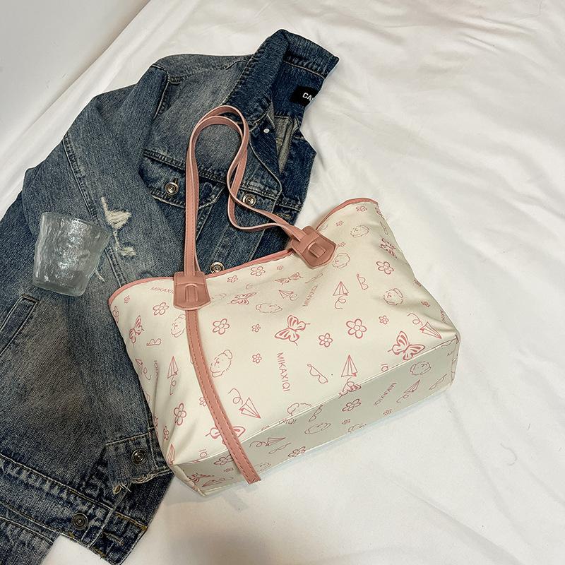 Large-capacity Bags Women's Foreign Style Is Versatile 2025 Spring and Summer New Fashion Casual Printed Shoulder Bag Tote Bag