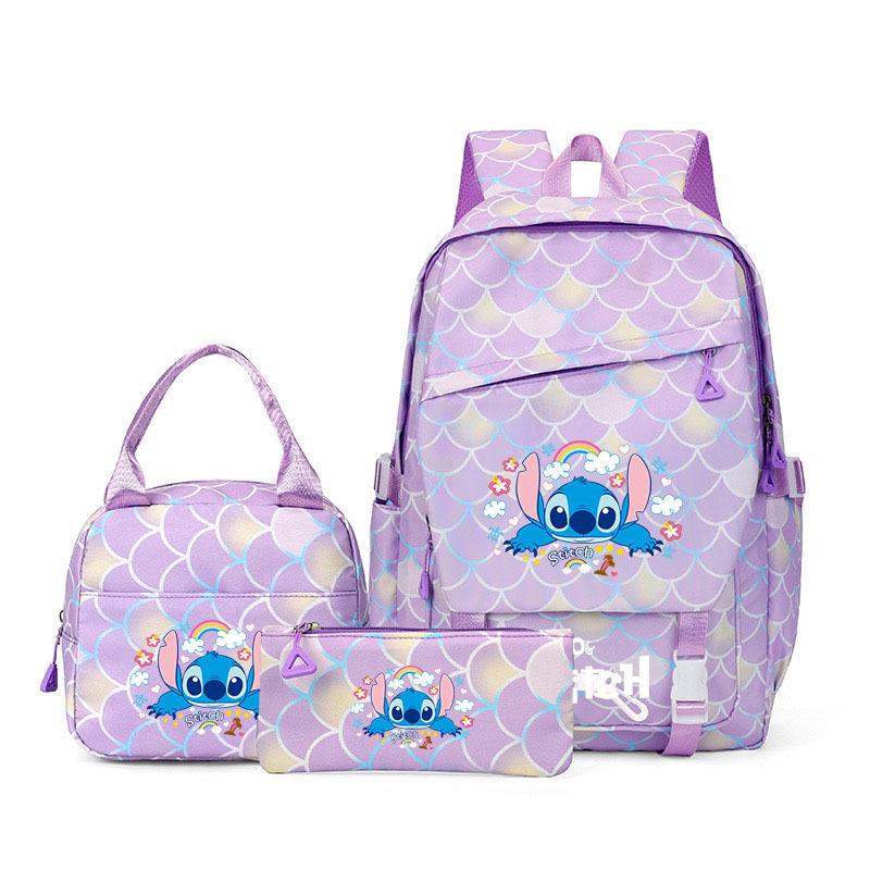 Student Schoolbag Three-Piece Large-Capacity Backpack Lunch Bag Pencil Case Diy