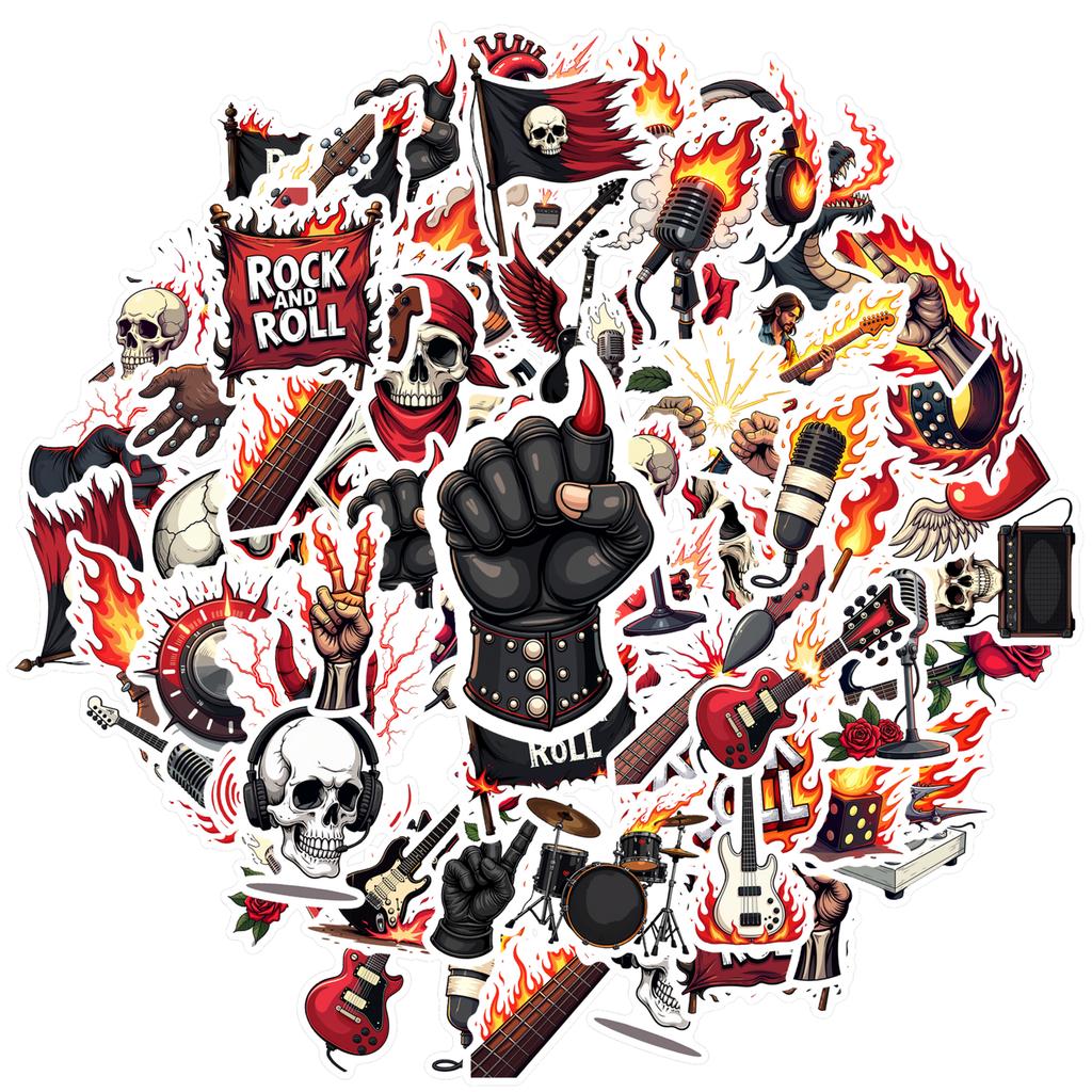 Edgy Rock And Roll Decals Gothic Skull Stationery Stickers Funny Stickers For Guitar Phone