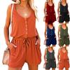 Modekleidung Damen Sommerkleid Damen Lässiger ärmelloser Overall Damen V-Ausschnitt Hohe Taille Schnüroverall Shorts Einfarbiger Overall