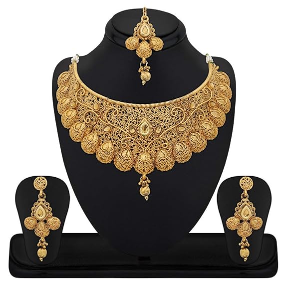 Ensemble Collier Ras-du-cou Doré Plaqué Glamour pour Femmes