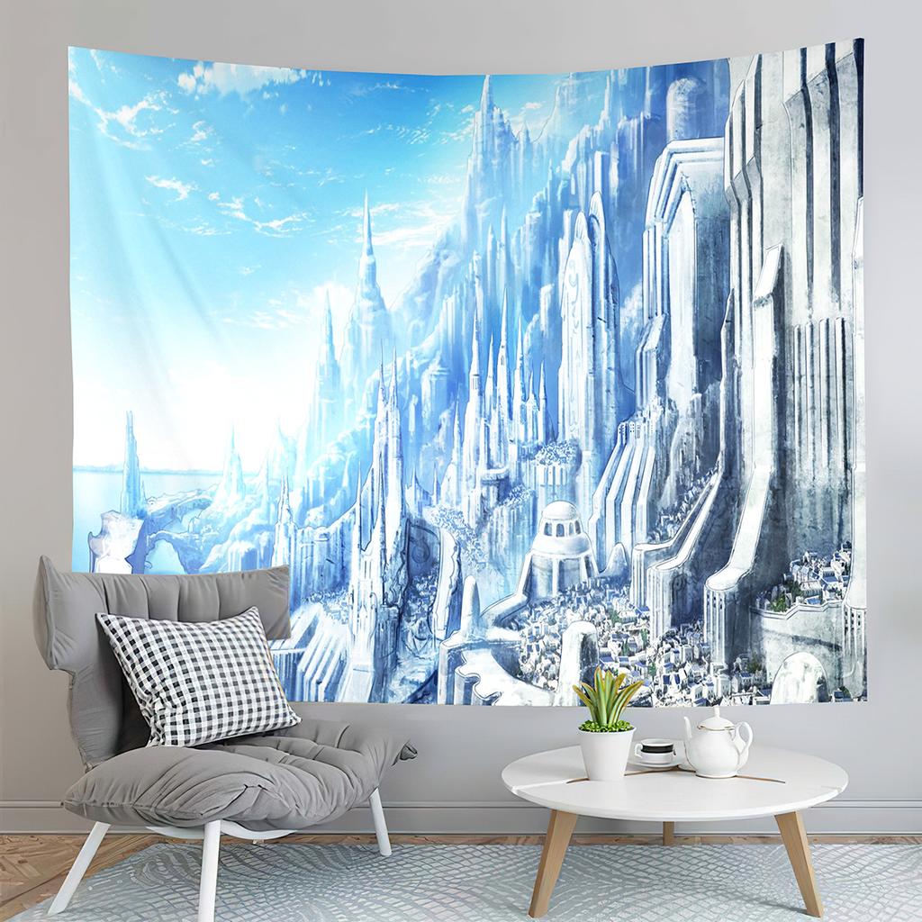 Fantasy Castle Tapestry River Forest Tapestry Fairy Tale World Tapestry Home Living Room Dorm Bedroom Aesthetics Tapestries