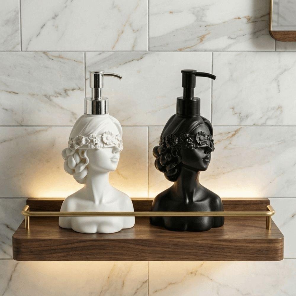 Resin Blindfold Girl Lotion Pump Vintage Bath Lotion Container Hand Sanitizer Bottle  Home Decor