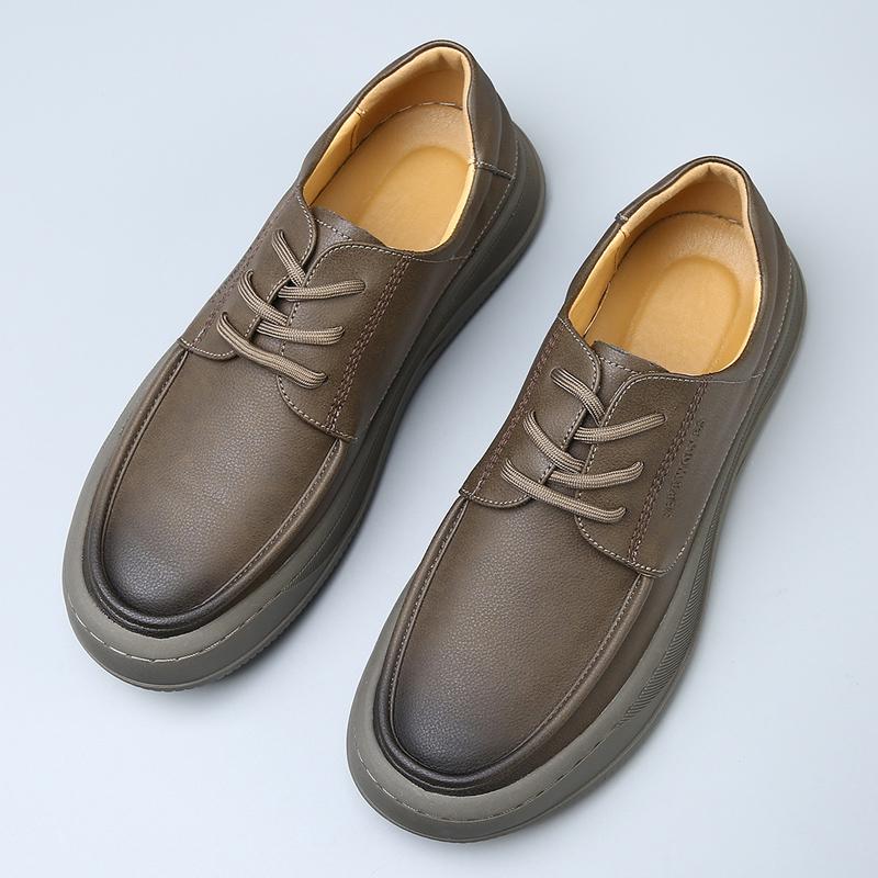Fashion Luxury Casual Leather Men Business Overalls Shoes Fashion Outdoor Designer Thick Sole Walking Shoes New Men Oxford Casual Shoes
