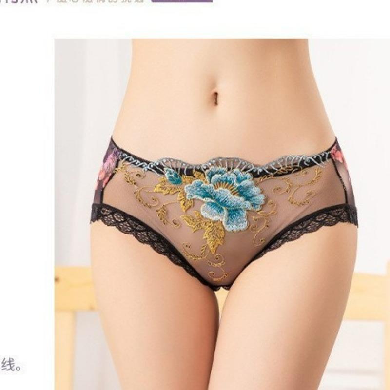 Women's Lace Panties Semi-transparent Mesh Breathable Sexy and Comfortable Women's Briefs
