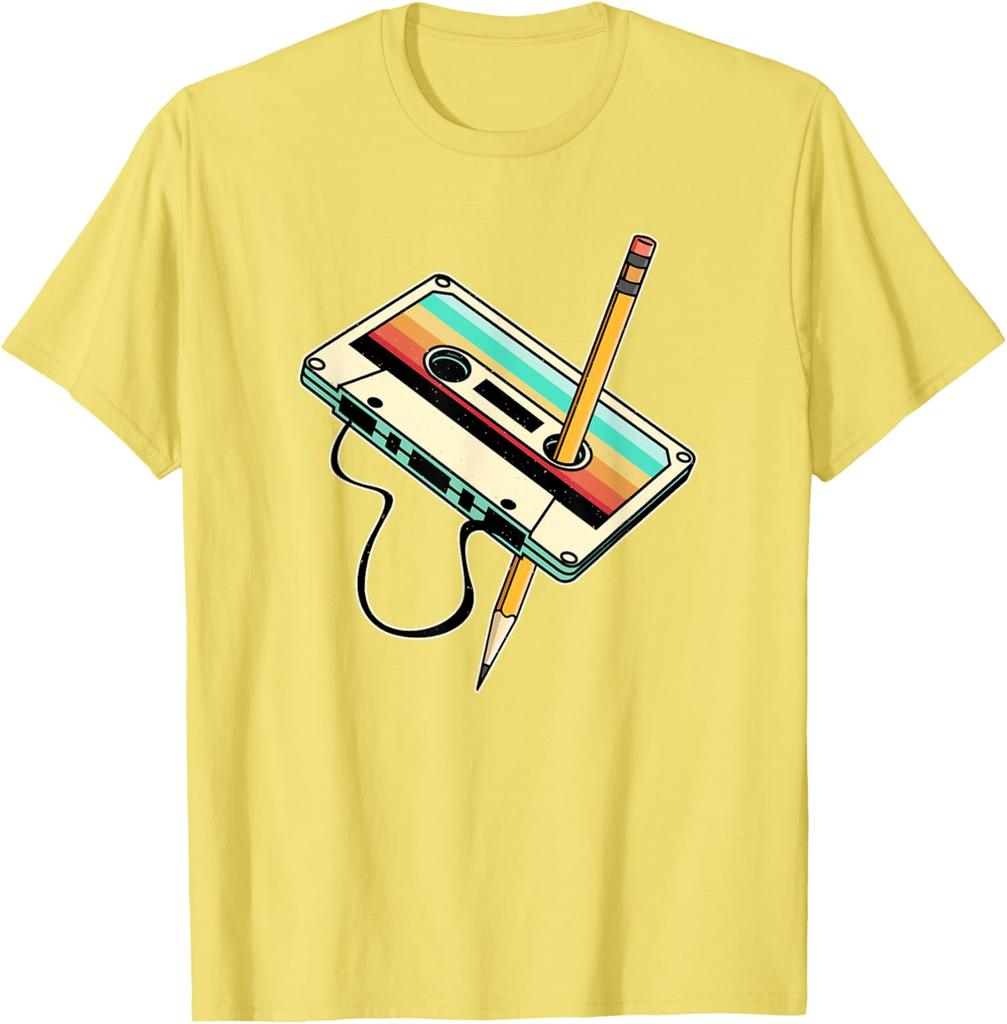 80s 90s Retro Party Costume Nostalgia Cassette TShirt Graphic Tee Unisex Casual Cotton TShirt