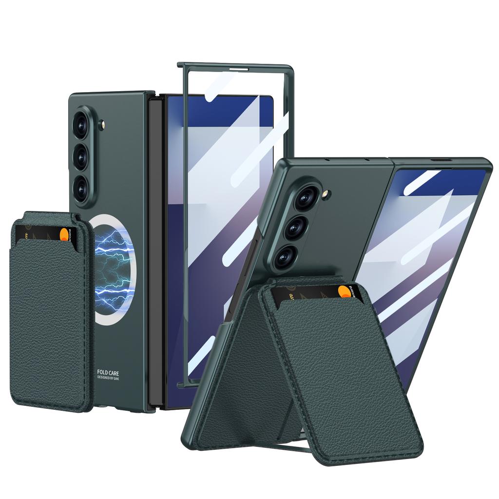 GKK Shockproof Hard PC Case with Card Holder Wallet Stand and Screen Protector Mobile Phone Case for Samsung Galaxy Z Fold 5 6 7