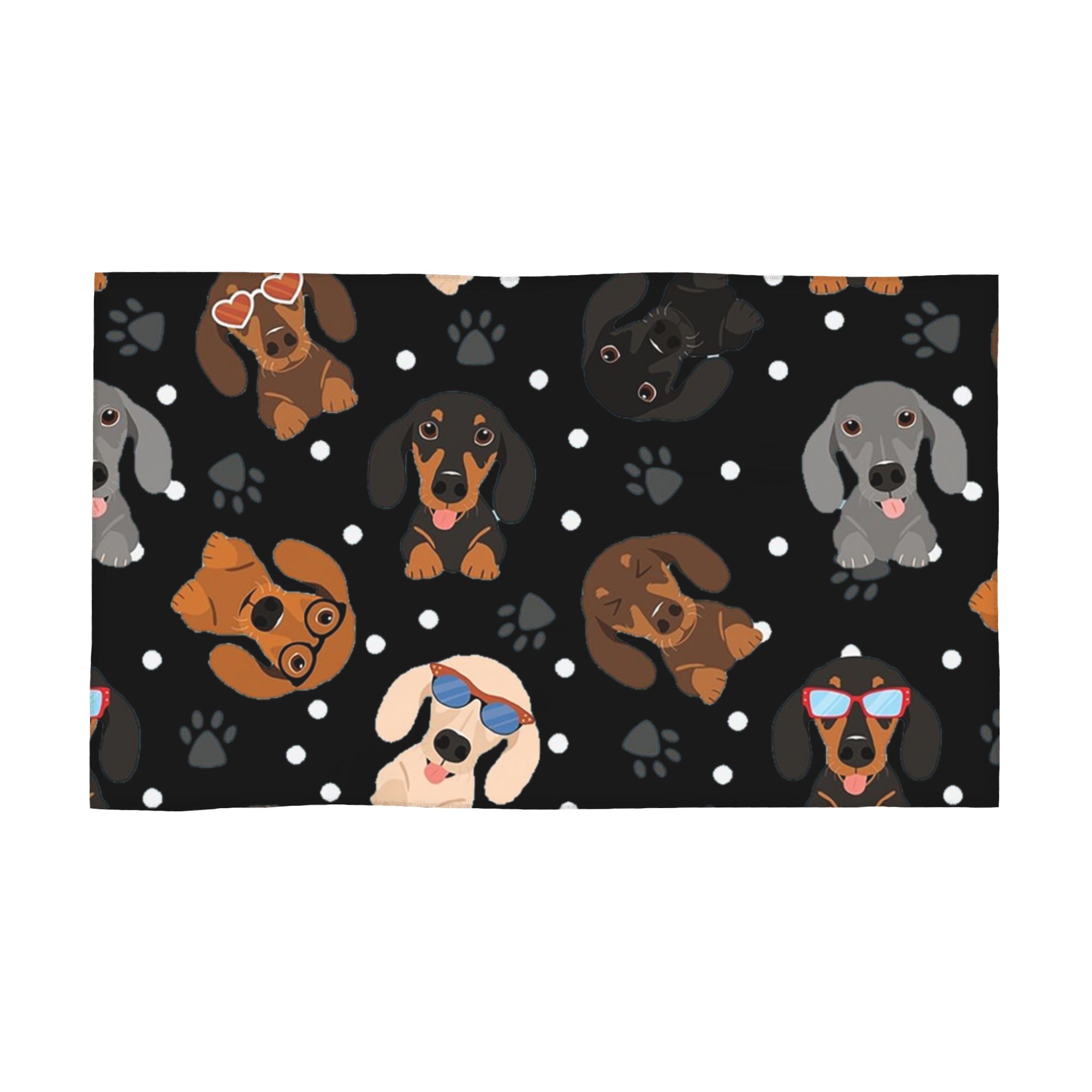 Happy Dachshund Sausage Dogs Soft Face Towel Quick Dry Pool Bath Cotton Towels Breathable W40*H60(CM)