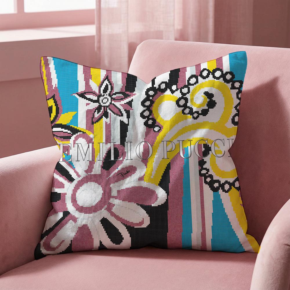 Fashion E-Emilio logo Puccis Cushion Cover Multi-Scene Pillow Cover for Home & Car - Reversible, Soft & Durable for Daily Use