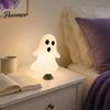 Portable Decorative Figurine Cute Ghost Night Light with Spring Base, USB Powered Mini Spooky Halloween Dynamic Ornament Tree Topper LED for
