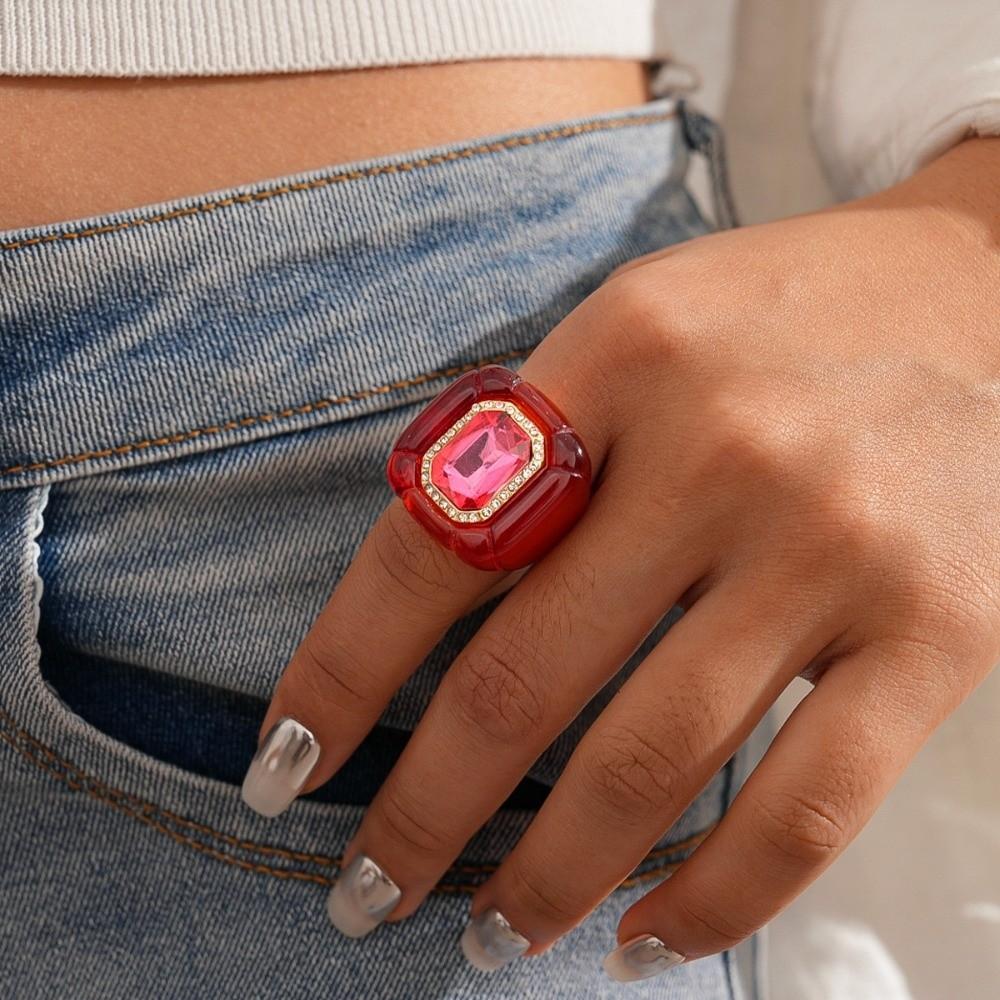 Candy Color Acrylic Resin Ring Exaggerated Big Dome Plain Ring Geometric Ring  Jewelry Gifts