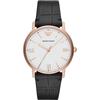 Emporio Armani Bílé kožené černé pánské křemenné hodinky AR80015
