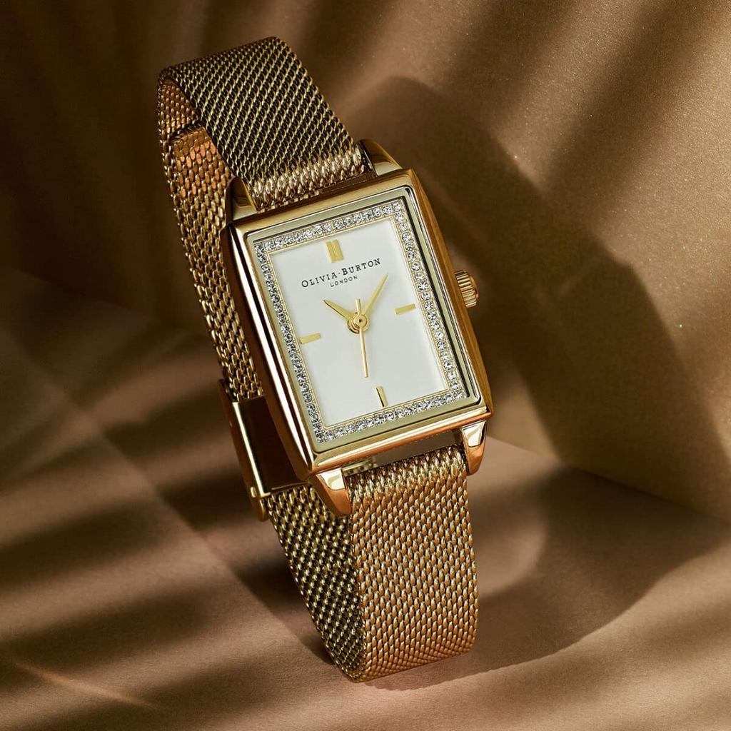 Authorized Dealer Olivia Burton Watch ob24000016 Townhouse 21mm Rectangle White Gold Mesh [OLIVIA BURTON] Women's &