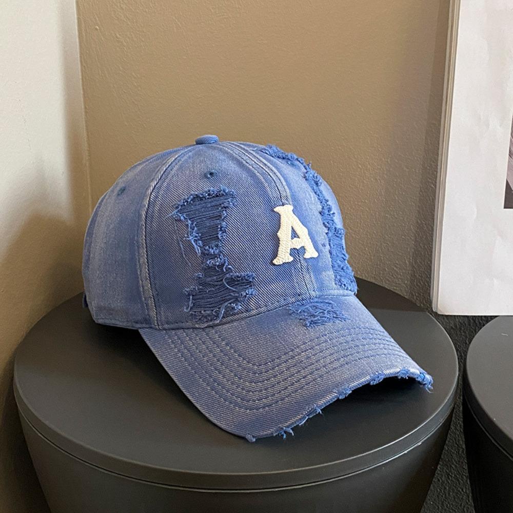 Embroidery Letter Baseball Hat Vintage Snapback Cap Adjustable Holes Peaked Cap  Unisex