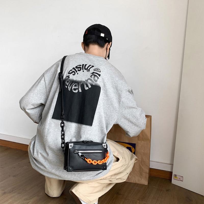 Crossbody-Tasche Unisex Mode Kleine Quadratische Umhängetasche Handtasche für Damen und Herren PU-Leder Messenger-Handtaschen mit Verstellbarem Riemen