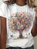 Colorful Tree Butterfly Floral Print T-shirt