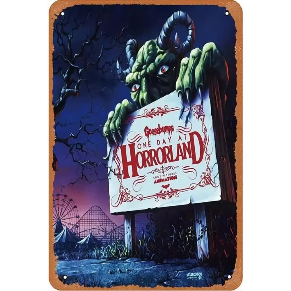 Metal Wall Art Halloween Horror Decor 20x30cm Home Cave Man Movie Sign