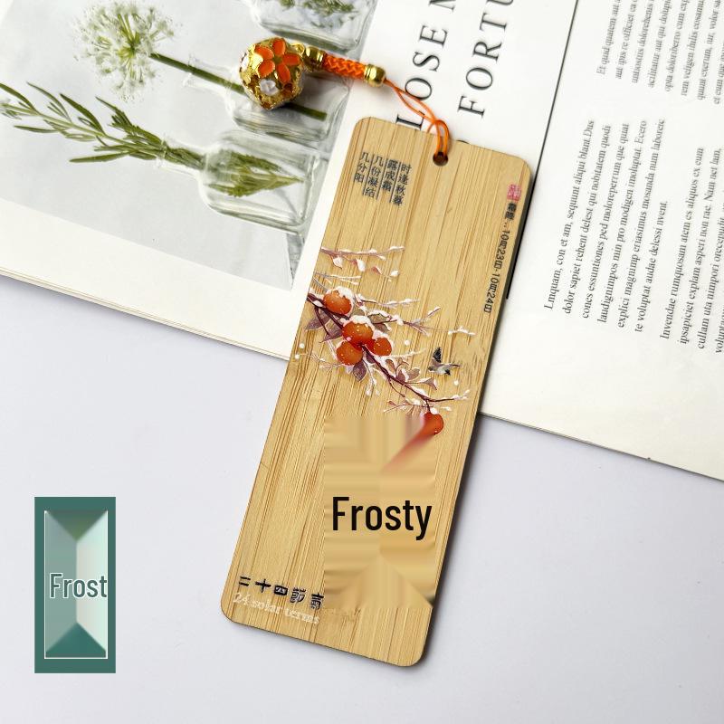 24 Solar Terms Bamboo Bookmark: Crystal Porcelain Color Painting – A Cultural Gift for Teachers & Classmates