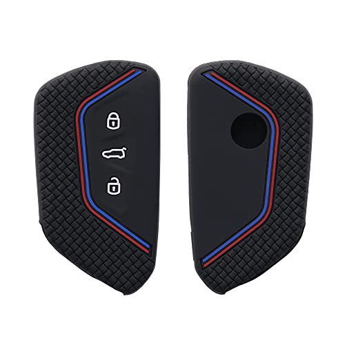 

kwmobile Key Cover for VW Golf 8 3-Button Car Keys Key Case - Protective Case Key Case Car Key Silicone Black/Red/Blue