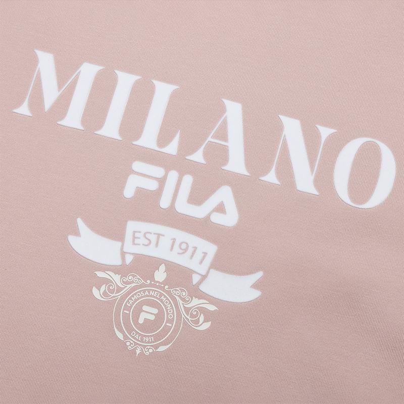 Fila Milano Series American Fashion Knit Short Sleeve T-Shirt Men Tops Nude-Pink F11M515102FPK