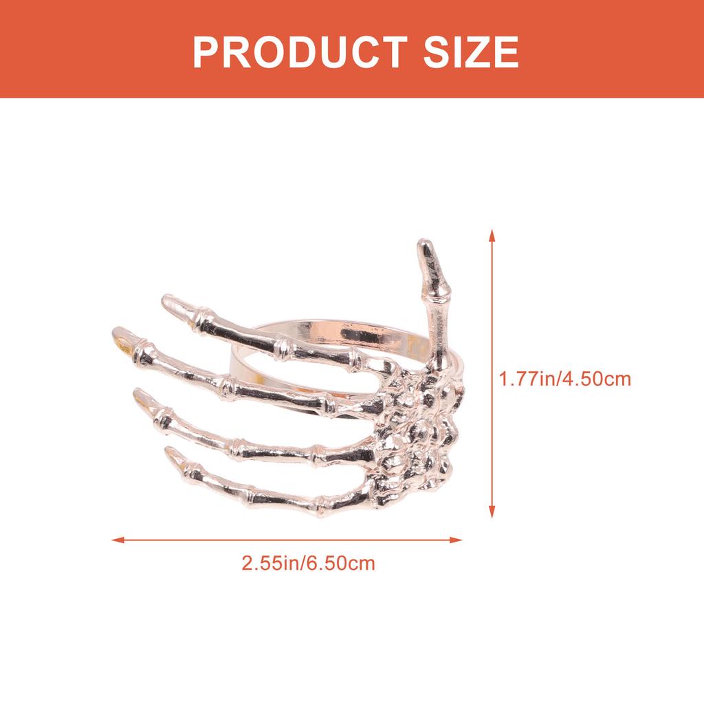 6Pcs Napkin Rings Halloween Decorative Alloy Ghost Palm Shaped Holders Stylish Table Ornaments for Home Decoration Use