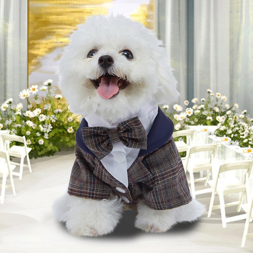 New Pet Dress Wedding Party Autumn Dog Dress Polyester Tie Suit Dress Puppy Dress