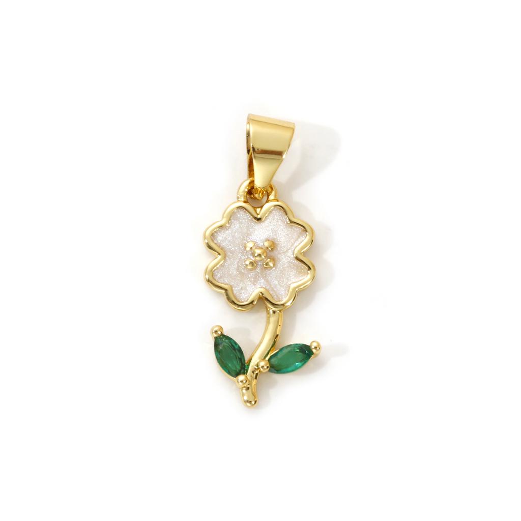 2 Piece Brass Charms 18K Gold Plated Multicolor Enamel Flower Butterfly Pendants For DIY Necklace Bracelet Jewelry Making