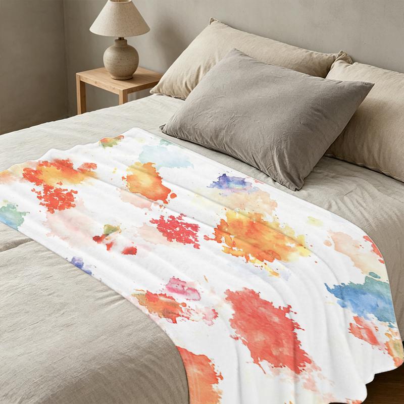 Thick Warm Flannel Blanket, Soft Skin-Friendly Watercolor Throw for Couch, Bedroom & Living Room Christmas & Halloween Cozy Home Decor Vibe