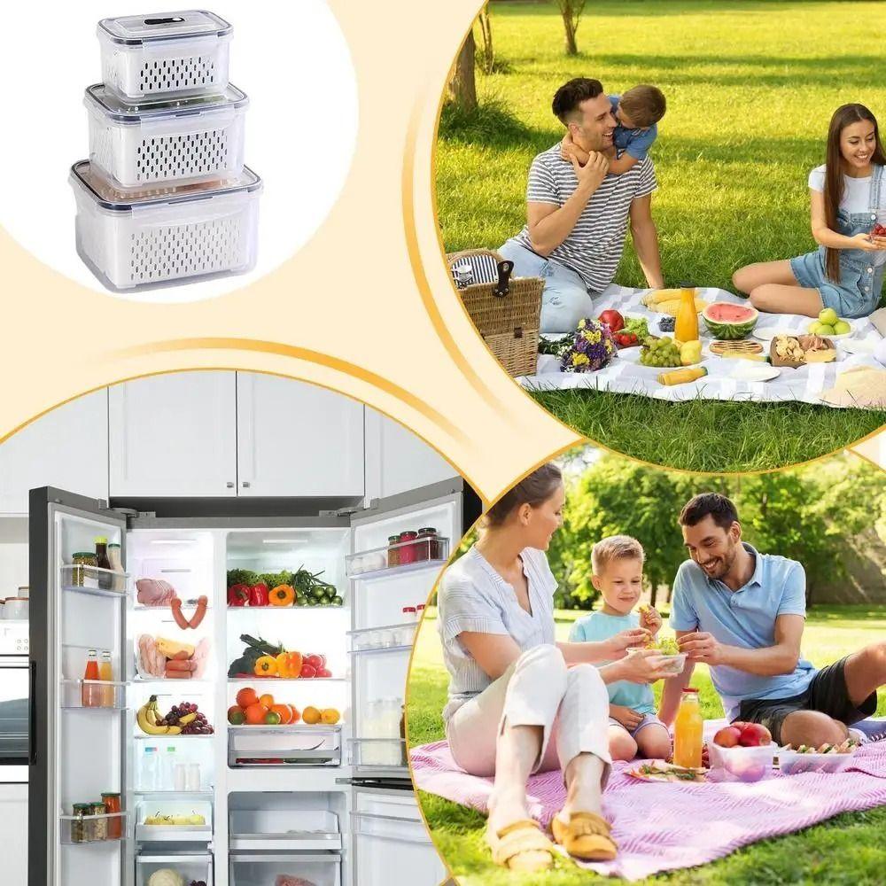 800/1700/3150ML Double-layer Storage Box Large Capacity Fridge Freezer Box