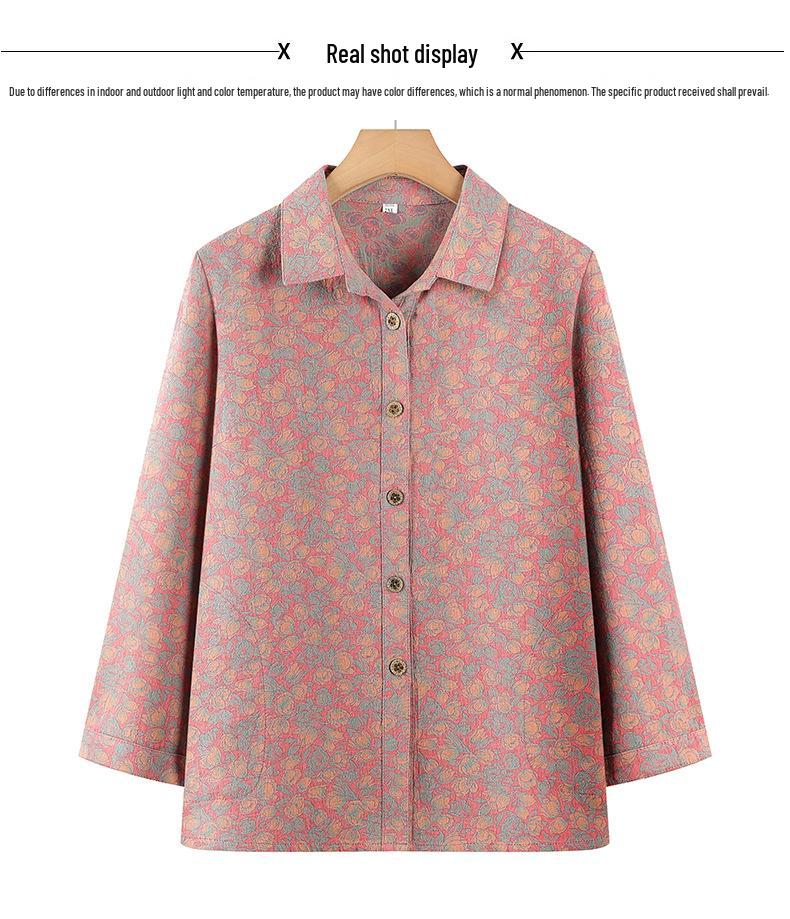 Mom's 2026 Autumn Stylish Lapel Printed Shirt for Middle-Aged & Elderly Women