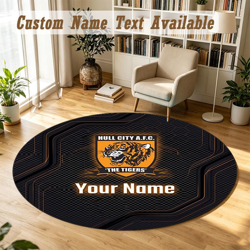 Round Rug Custom NameHull FC Pattern Non Slip Carpet Home Floor Decor