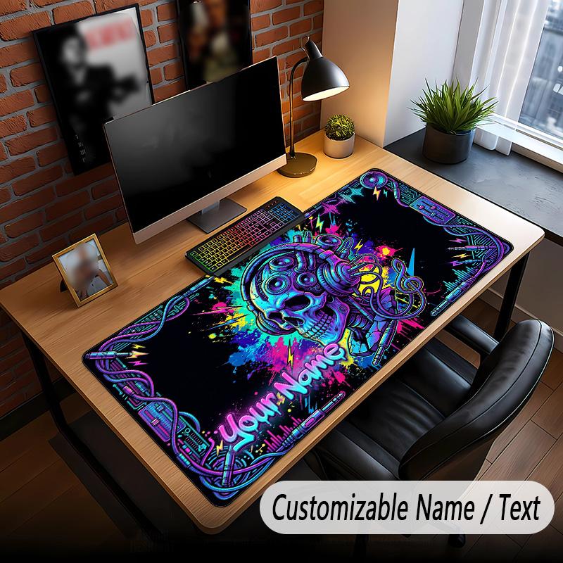 Skull Gothic Theme Custom Mouse Pad Personalized With Name Text Customized Desk Mat For Office Home Decor
