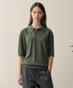 HELEMENT Knit Zip-Up Collared Short Sleeve (D Green)