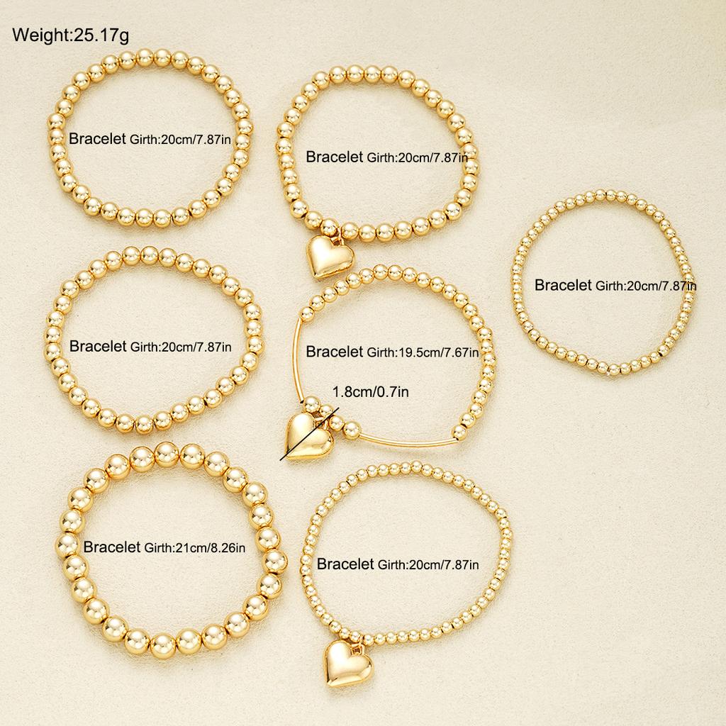 7Pcs/Set Heart Pendant Beaded Bracelets For Women Vintage Chunky CCB Gold Color Bracelets Set New Female Daily Wear Jewelry 2026